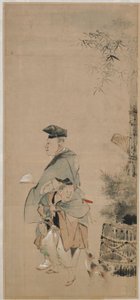 Dois artistas passeando no ano novo, período Edo, ca. 1798-1801. de Katsushika Hokusai