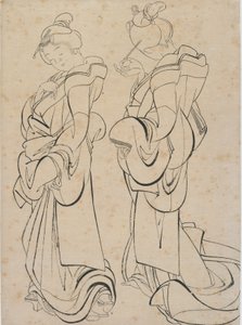 Duas mulheres, final do século 18 e início do século 19. de Katsushika Hokusai