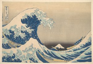 «Sob a Onda ao largo de Kanagawa» (Kanagawa oki nami ura), também conhecida como «A Grande Onda», da série «Trinta e seis vistas do Monte Fuji» (Fugaku sanjūrokkei) de Katsushika Hokusai