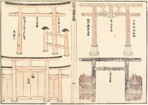 Vários tipos de arcos torii de Katsushika Hokusai