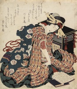 Mulher lendo um livro, 1822 de Katsushika Hokusai