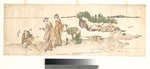 Mulheres numa paisagem de Katsushika Hokusai