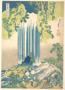 Cascata de Yōrō, na província de Mino (Mino no Yōrō no taki), da série «Um passeio pelas cascatas de várias províncias» (Shokoku taki meguri) de Katsushika Hokusai