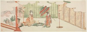 Jovem rapariga a dançar na mansão de um nobre de Katsushika Hokusai