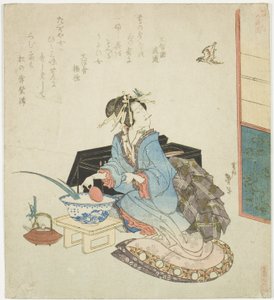 Gueixa olhando para um cuco, da série "Five Annual Festivals for the Katsushika Circle (Katsushika gosekku)"