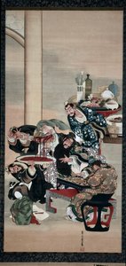 Operando no braço de Guanyu, década de 1840. de Katsushika Ōi