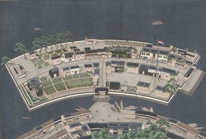 A ilha de Deshima, c.1833-46 de Kawahara Keiga