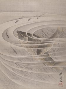 Pesque em um redemoinho, ca. 1887 de Kawanabe Kyosai