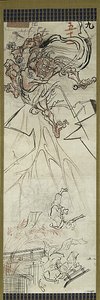 Deus relâmpago, um de seis esboços de Kawanabe Kyosai