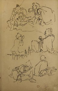 Esboços de figuras lendárias da Ásia Oriental, finais do século XIX. de Kawanabe Kyosai