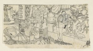 O homem diz adeus à criança de Kawanabe Kyôsai (attributed to)