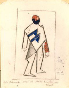 Corista. Figurino da ópera Vitória sobre o sol após A. Kruchenykh, 1913 de Kazimir Severinovich Malevich