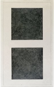 Elemento suprematista: dois quadrados (óleo sobre tela, século XX) de Kazimir Severinovich Malevich