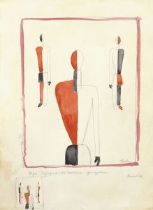 Três figuras suprematistas, c. 1921-2 de Kazimir Severinovich Malevich