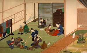 Grupo de gueixas, de Kawahara Keiga (1786-circa 1860), aguarela, Japão, Civilização Japonesa, início do século XIX