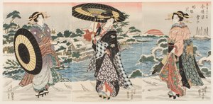 Figuras modernas ao amanhecer num dia de neve (Imayō sugata yuki no akebono) de Keisai (1790 1848) Eisen