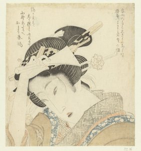 Gueixa com picareta de Keisai Eisen (attributed to)