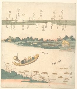 Ferry a atravessar o rio Sumida de Keisai Eisen