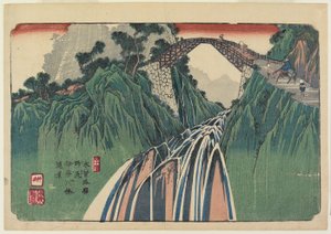 No. 41, Nojiri: Vista distante da ponte do rio Ina, 1835-38 de Keisai Eisen