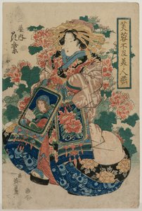 A cortesã Hanamurasaki do Tsuchiya ..., início ou meados da década de 1830. de Keisai Eisen
