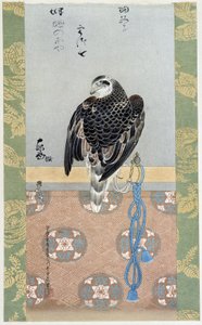 Falcon - pintura em seda de Itaya Keishiu de Keishu Hiromasa Itaya