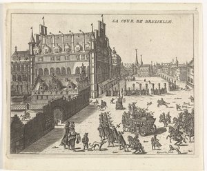 Vista da corte de Bruxelas, 1673. La cour de Brusselle (título no objeto) de Kemnitz