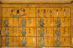 Babuínos, pintura mural no túmulo do rei Tutankhamon; KV52, Vale dos Reis, Tebas..., 2003 (foto) de Kenneth Garrett