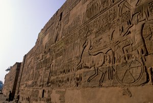 Egipto; mm6741; Batalha de Qadesh, Ramsés II, Templo de Karnak, 2001 (foto) de Kenneth Garrett