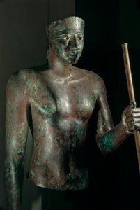 Estátua de Pepi I, cobre com olhos incrustados de calcário e obsidiana, do templo de H..., 2002 (foto) de Kenneth Garrett