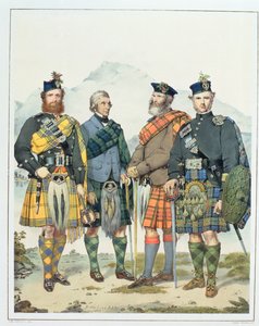 John MacLachlan, Hugh Grahame, James MacFarlane e Angus Colquhoun, quatro dos "Highlanders" da rainha Victoria, gravados por Vincent Brooks, 1869