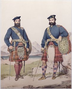 Dois homens em vestido das montanhas, gravado por Vincent Brooks, 1868