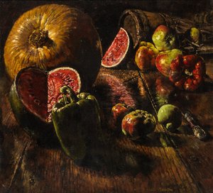 Corte de melão e abóbora (óleo sobre tela)