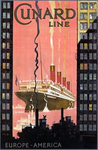 Cartaz da Cunard Line Europe-America, EUA, c. 1900