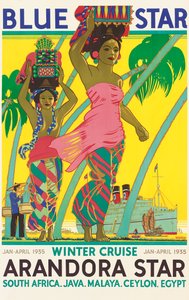 Cartaz publicitário do navio de cruzeiro &39;Arandora Star&39;, da companhia marítima Blue Star Line