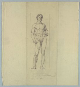 Nude Estudo para Figura de "Coragem", Janela Memorial para Jacob Dolson Cox, Oberlin College de Kenyon Cox