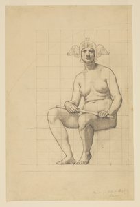 Nude Estudo para "A Vida Ativa", Lunette no Edifício Administrativo, Oberlin College, Oberlin, OH de Kenyon Cox