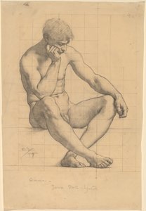 Nu Masculino Sentado: Estudo para "Ciência" - Capitólio do Estado de Iowa de Kenyon Cox