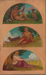 O Progresso da Civilização: Caça, Pastoreio, Agricultura..., 1905-1906. de Kenyon Cox