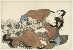 Casal fazendo amor de Kikugawa Eizan (attributed to)