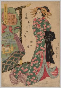 Cortesã ao lado da cremalheira do quimono, 1787-1867. de Kikugawa Eizan