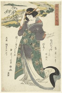 De Chofu Tama rivier na província de Musashi Musashi Chofu no Tamagawa (título do objeto) De elegante zes Tama rivieren (título da série) Furyu Mu Tamagawa (título da série no objeto) de Kikugawa Eizan