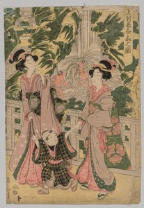 Duas meninas e criança na ponte do templo, 1787-1867.
