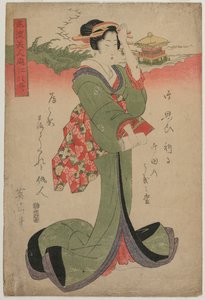 Descendentes Gansos em Katata (da série Mulheres Elegantes e as Oito Vistas do Lago Biwa) de Kikukawa Eizan