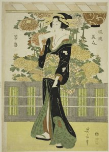 Belezas da moda em um jardim de crisântemos (Furyu bijin kikubatake) de Kikukawa Eizan