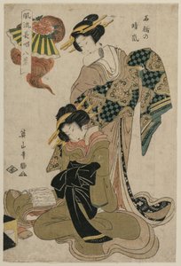 Névoa num dia claro na Ponte de Pedra (da série Oito Vistas Elegantes de Acompanhamentos Cantados para Peças Kabuki) de Kikukawa Eizan