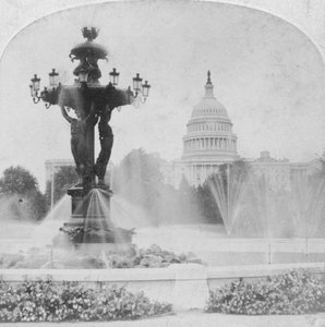 The Bartholdi Fountain and the Capitol, Washington DC, EUA, final do século XIX ou início do século XX