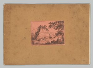 Capa com impressão de título mostrando uma paisagem montanhosa
VI Landschaften nach Kobell von K. Ponheimer IV. Esquerda (título sobre o objecto)
Paisagens depois de Kobell (título da série)
120 Radierungen nach F. Kobell (título da série)
VI Landschaf de Kilian Ponheimer (I)
