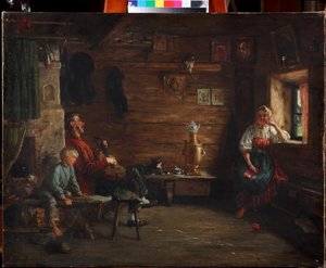 Família Idyll par Kirill Vikentievich Lemoch (Lemokh) (1841-1910), - Óleo sobre tela - Coleção Particular de Kirill Vikentievich Lemoch