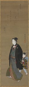 Homem a passear com um ramo de floração de menino, c. 1810. de Kitagawa Fujimaro