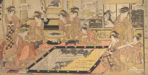 Um quadro votivo para ser doado ao Kannon de Asakusa..., ca. 1800. de Kitagawa Kikumaro